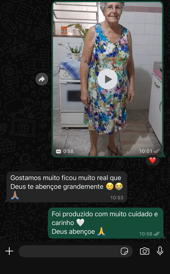Reação real de uma cliente da Eterniza no WhatsApp